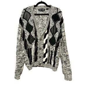 Street Scenes Grunge Revival Cable Knit Cardigan Womens Size‎ L Y2K Streetwear